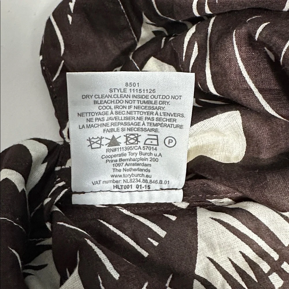 Tory Burch Beach Tunic Brown Palm Fronds Tropical Flamingo Size 6 Sequins - Picture 10 of 12